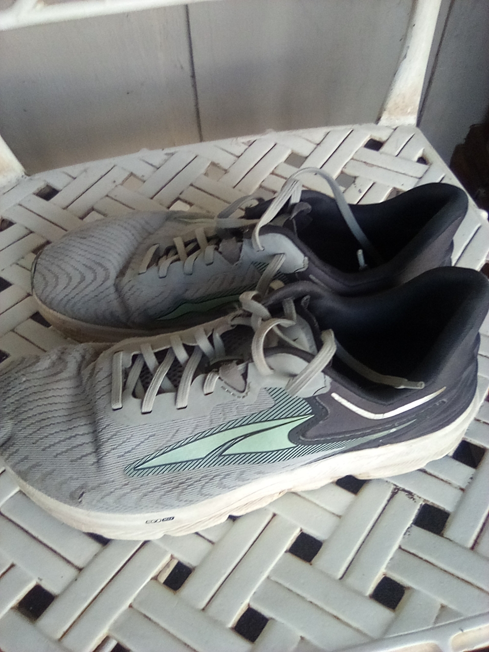 Gray Athletic Running Fitness Shoes with Mint Green Side Accent. By